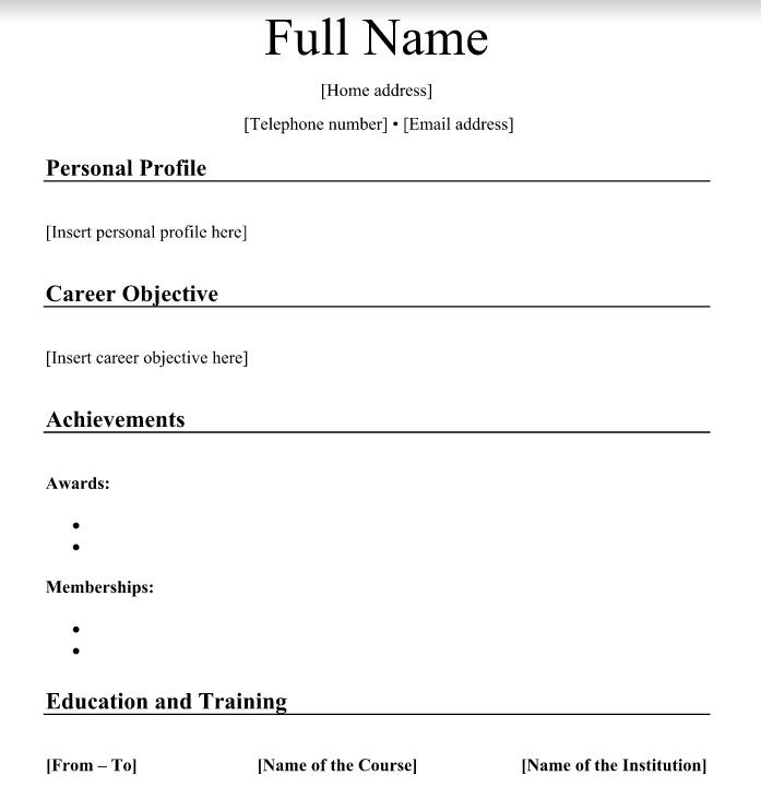 web developer cv format