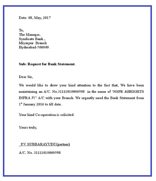 Bank Statement Request Letter pdf