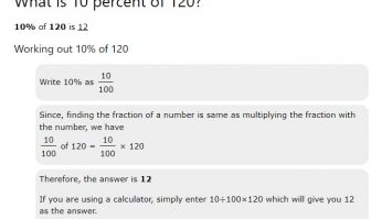 10 percent of 120