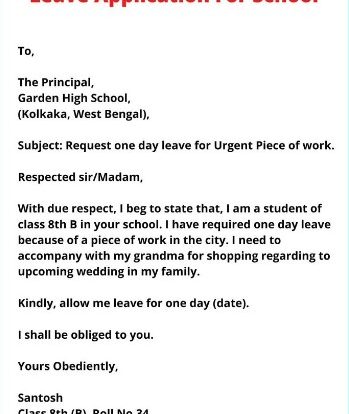 leave letter for school