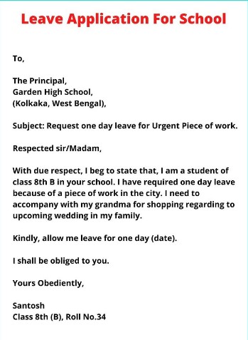 leave letter for school