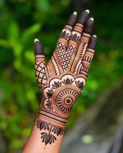 arabic mehndi design flower front hand
